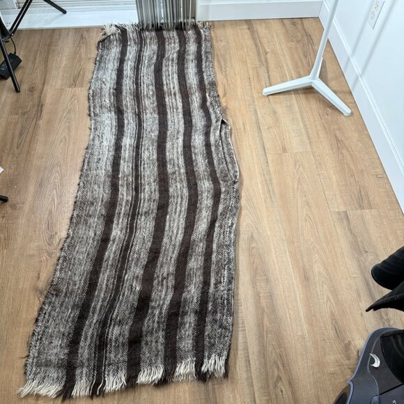 Mountain Folk 100% Alpaca Striped Poncho Brown Boho  Bolivian - Picture 5 of 9